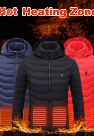 Winter Heated Jacket USB Electric Cotton Coat Zip-up Heater Thermal Clothing Heating Vest For Men