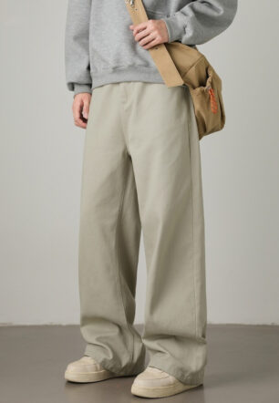 Mens Cotton Loose-fit Retro Twill Semi-elastic Long Pants