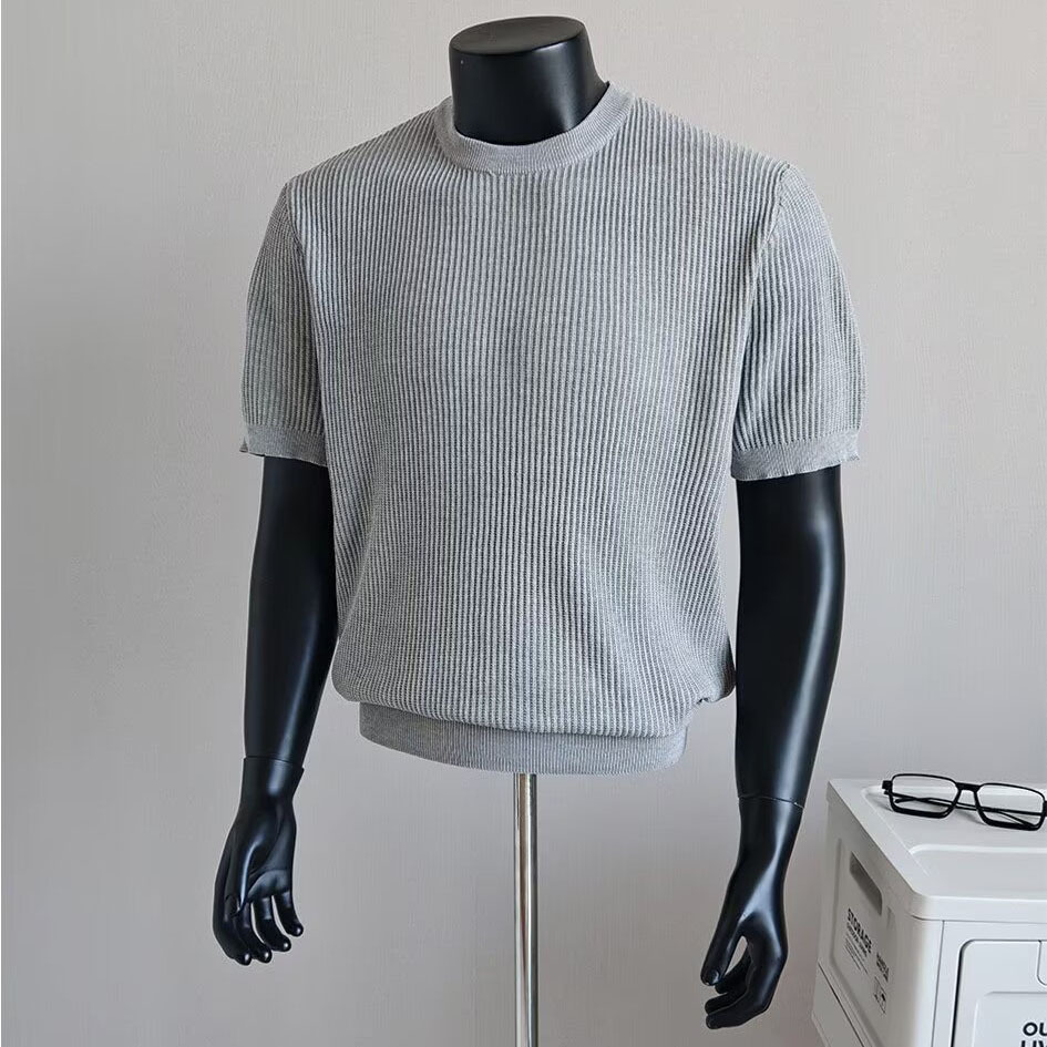 Men's Half-Neck Anti-Stripe Ice-Silk Short-Sleeve T-Shirt For Summer - Image 10