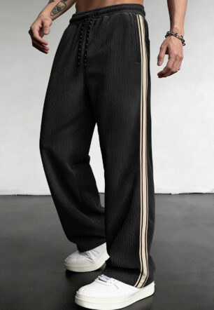 Breathable Drawstring-waist Relaxed-fit Outdoor Casual Straight-leg Trousers