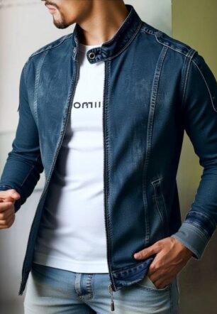 Big And Tall Denim Jacket Men Vintage Washed Full Zip Plus Size Jean Jacket US Warehouse Stock