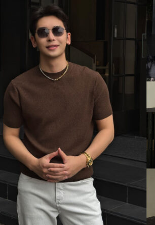 Men's Half-Neck Anti-Stripe Ice-Silk Short-Sleeve T-Shirt For Summer