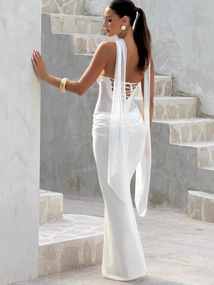 Mesh-embellished Strapless Maxi Dress - Image 8