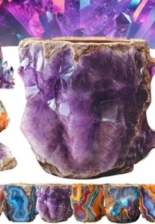 400ml Resin Mineral Crystal Coffee Mugs With Handles Elegant Fake Mineral Crystal Cup For Workplace Home Decor Christmas Gift Kitchen Gadgets