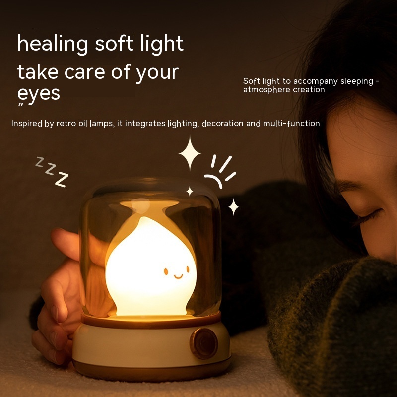 Retro Small Night Lamp Bedroom Mini Desktop LED Cute Night Lamp Creative USB Rechargeable Portable Cartoon Table Lamp For Coffee Bar Hotel Bedroom Home Decor - Image 5