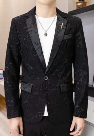 Casual Korean-style Fashionable Slim-fit Jacquard Mens Blazer