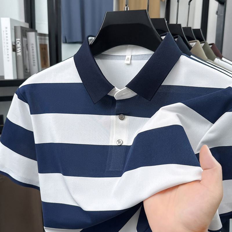 Mens Seamless Striped Cool-Feel Short-Sleeve T-Shirt - Image 6