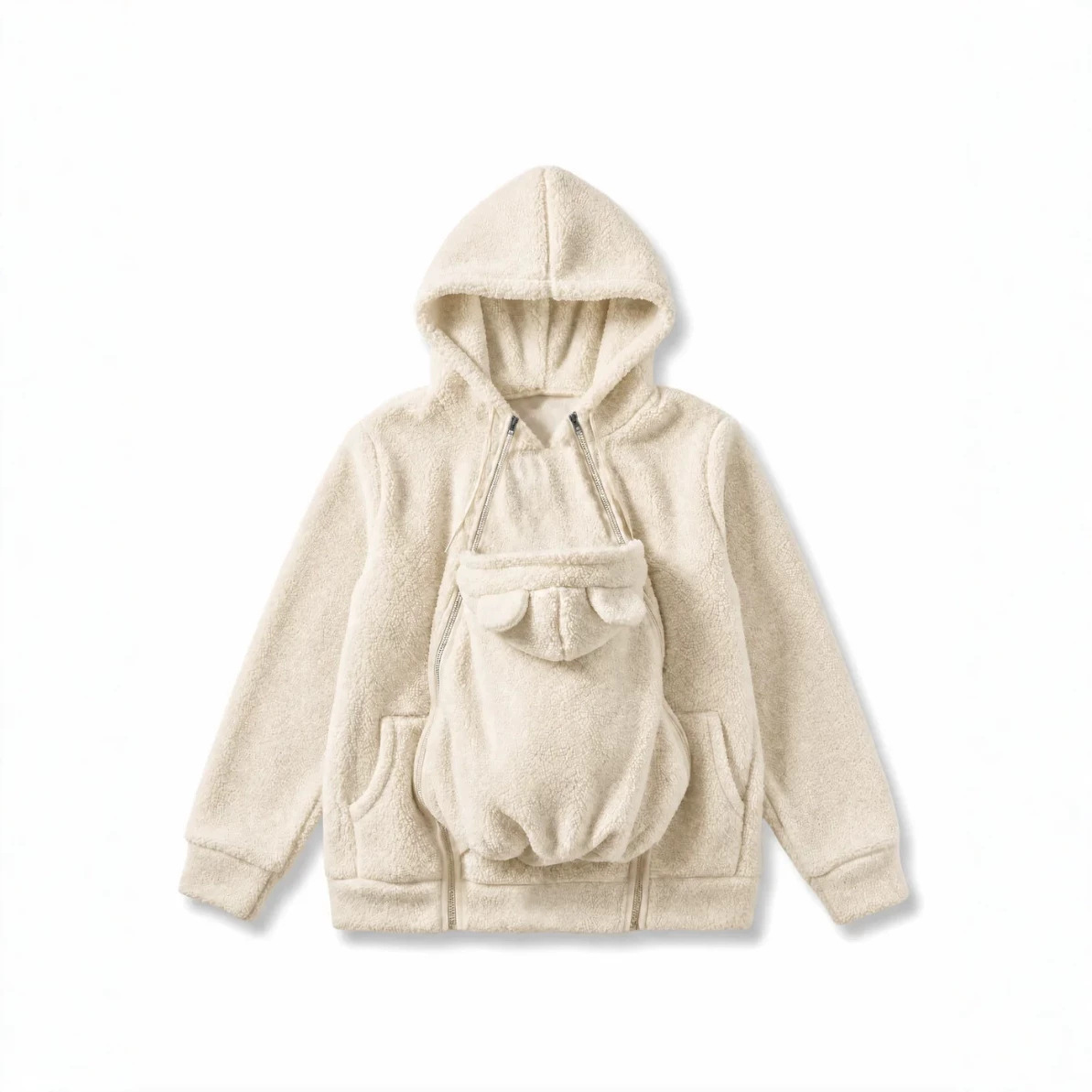 Women's Loose-fit Zippered Kangaroo Pocket Hoodie - Image 7