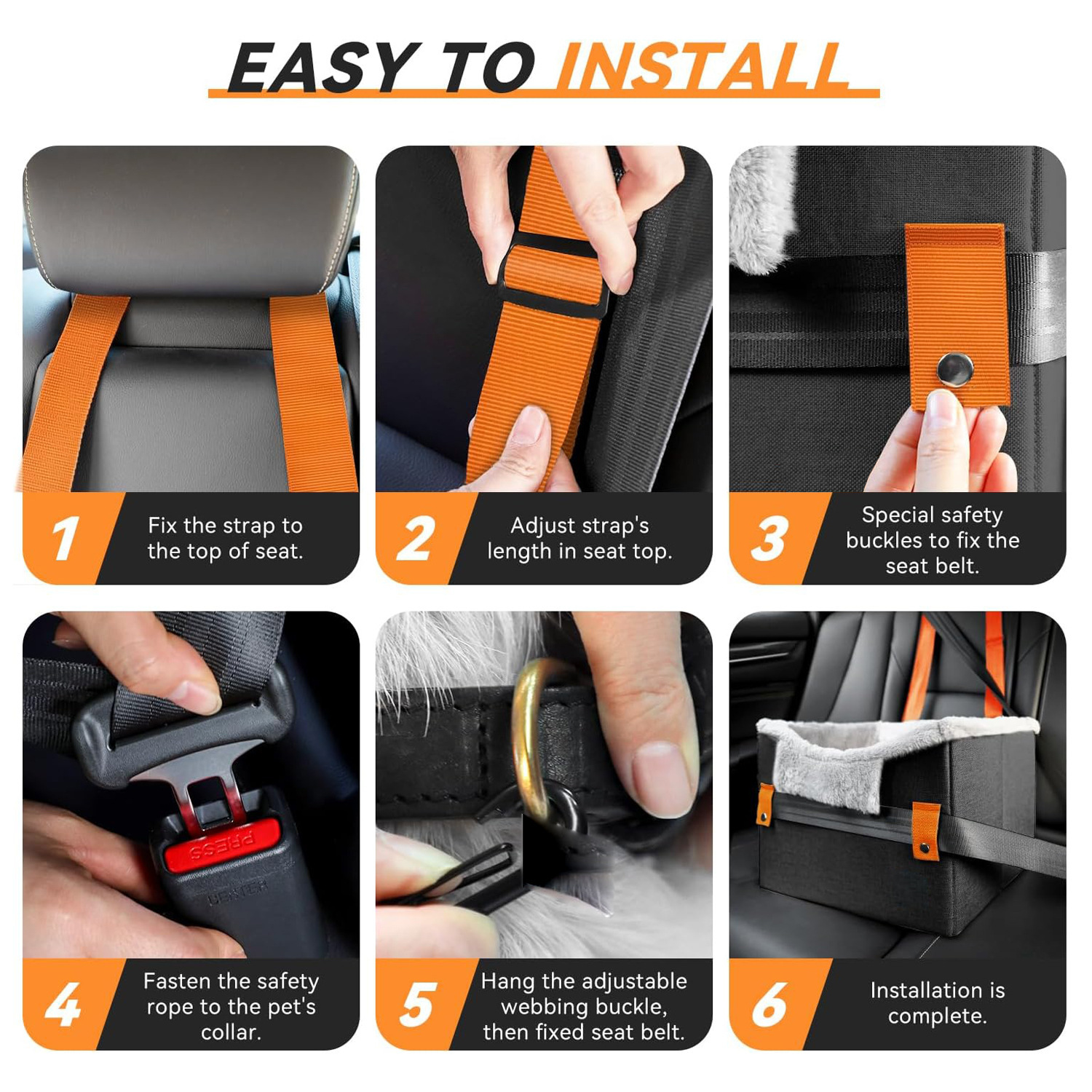 Portable Small Dog Car Seat Dog Booster Seat For Car With Clip-On Safety Leash Perfect For Small Pets Pet Products - Image 7