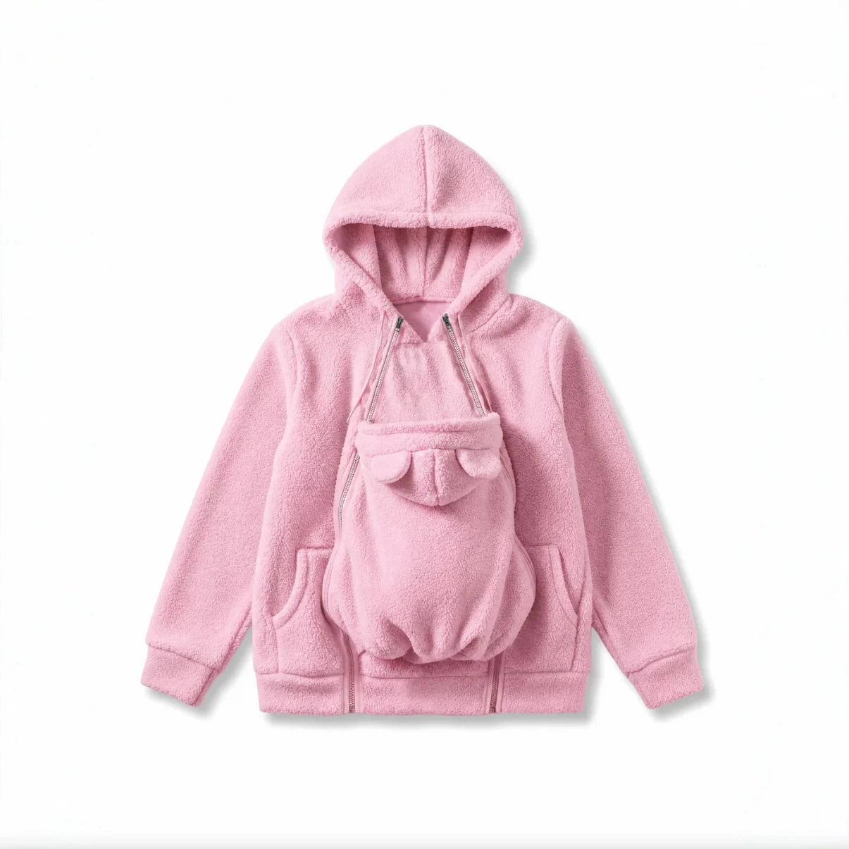 Women's Loose-fit Zippered Kangaroo Pocket Hoodie - Image 6