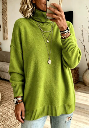 Women's Solid-color Loose-fitting Turtleneck Sweater