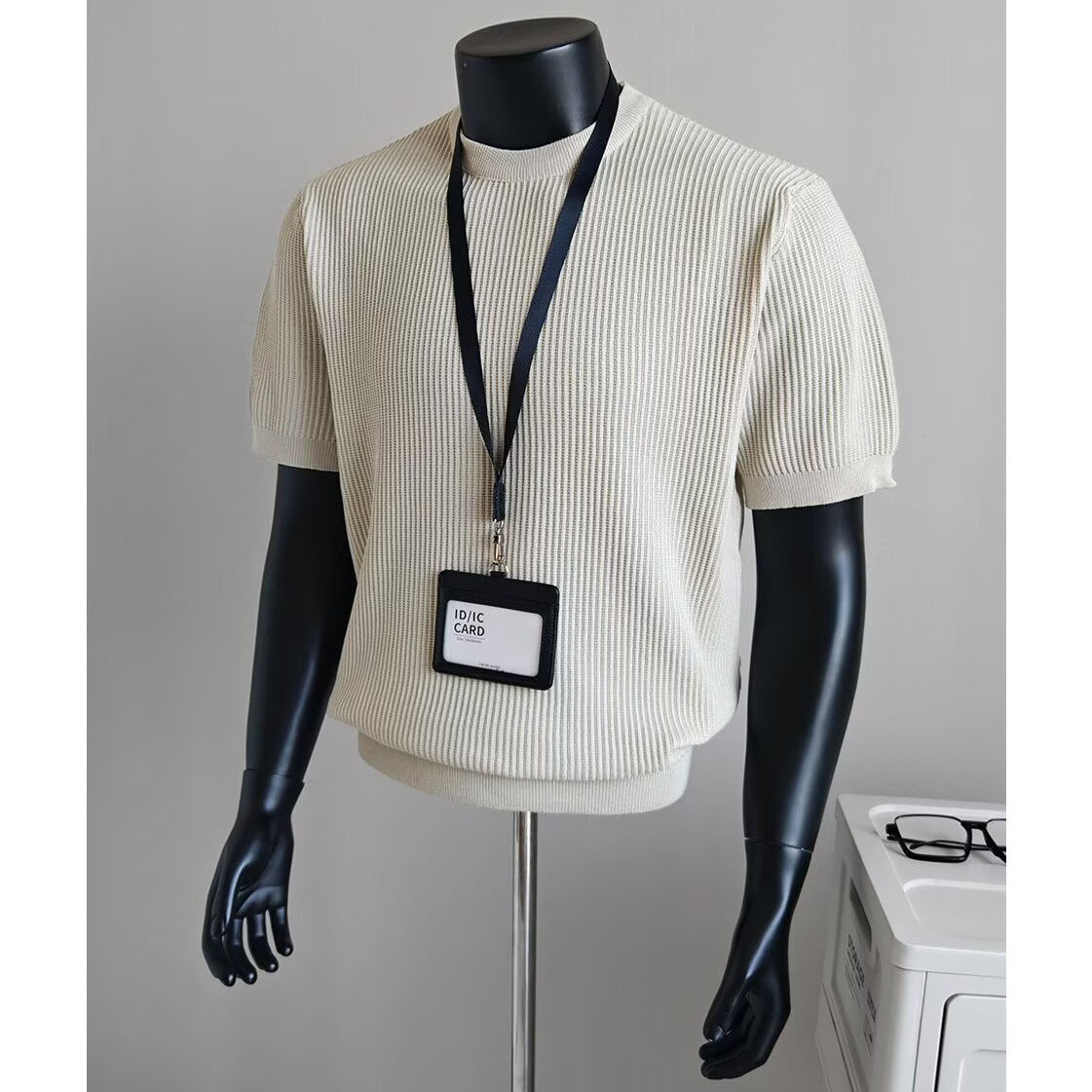 Men's Half-Neck Anti-Stripe Ice-Silk Short-Sleeve T-Shirt For Summer - Image 3