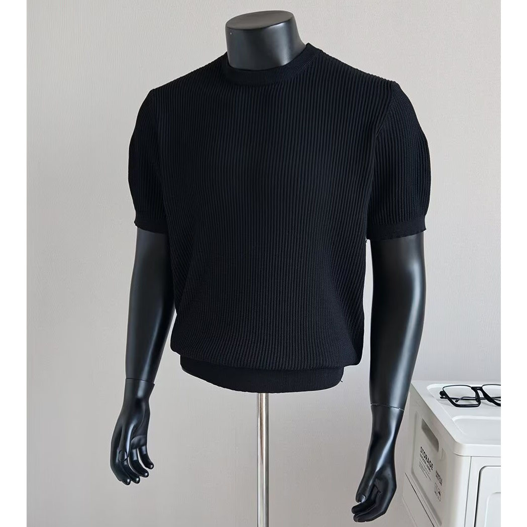 Men's Half-Neck Anti-Stripe Ice-Silk Short-Sleeve T-Shirt For Summer - Image 5