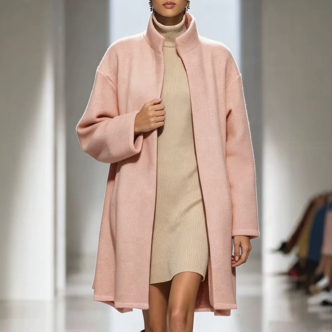 Women's Long Wool Coat - Warm Winter Outerwear Loose Fit Casual Overcoat for Fall Season - Image 4