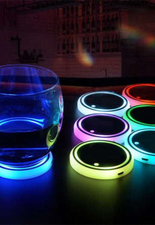 Colorful Cup Holder LED Light-up Coaster Solar & USB Charging Non-slip Coaster Ambient Light For Car Automatically