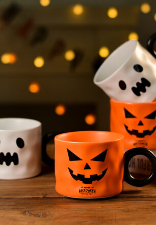 Pumpkin Ceramic Cup Party Favor Ceramic Cups With Handle Portable Cute Halloween Gift Mug Durable Halloween Party Supplies