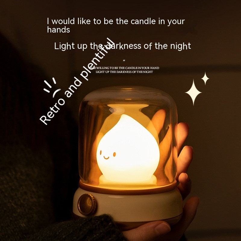 Retro Small Night Lamp Bedroom Mini Desktop LED Cute Night Lamp Creative USB Rechargeable Portable Cartoon Table Lamp For Coffee Bar Hotel Bedroom Home Decor - Image 3