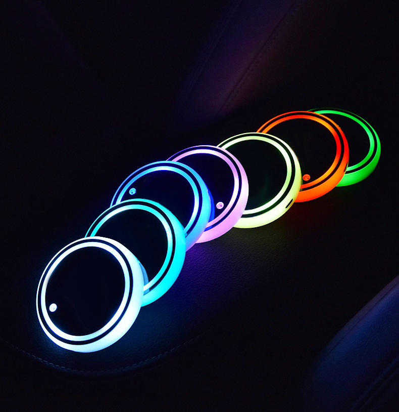 Colorful Cup Holder LED Light-up Coaster Solar & USB Charging Non-slip Coaster Ambient Light For Car Automatically - Image 9