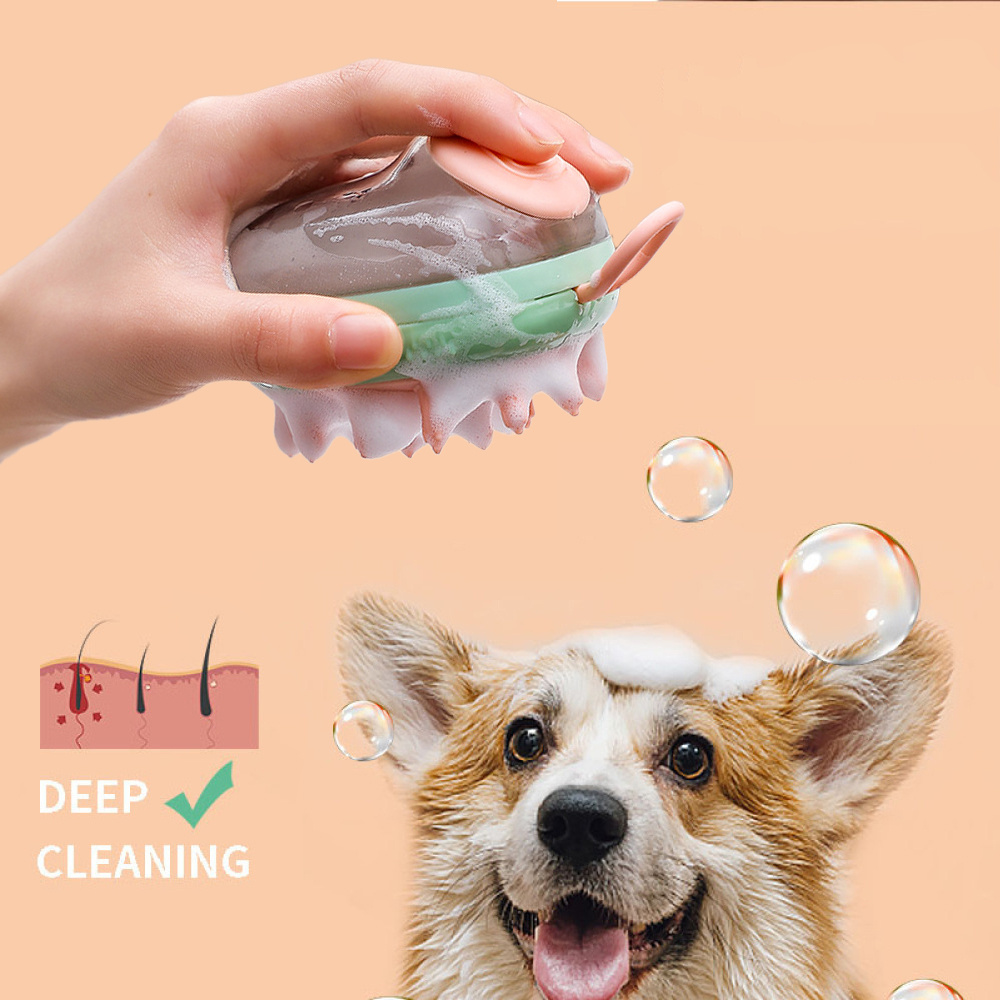 New 2 In 1 Pet Cat Dog Cleaning Bathing Massage Shampoo Soap Dispensing Grooming Brush Pets Supplies - Image 4